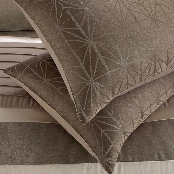 Stratford Park Trinity Geometric 7 Pc Comforter Set Taupe California King - Picture 2 of 5